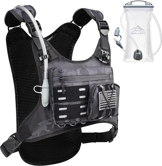 Running Vest with 2L Water Bladder, Hydration Pack, USA Original Patent, Lightweight Hydration Backpack with Gear Holder, Reflective Chest Pack for Men Women for Marathon Hiking