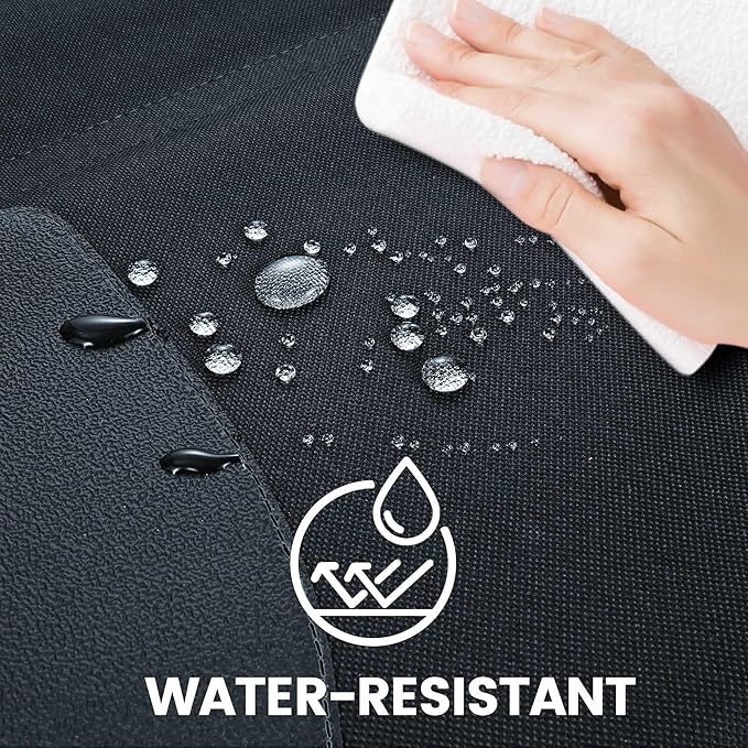 PIDO Car Seat Protector, 2 Pack Seat Protector Under Baby Car Seat with Thick Padding and Non-Slip Back, Waterproof Carseat Protection Cover Pad for Vehicle Leather Upholstery, Black
