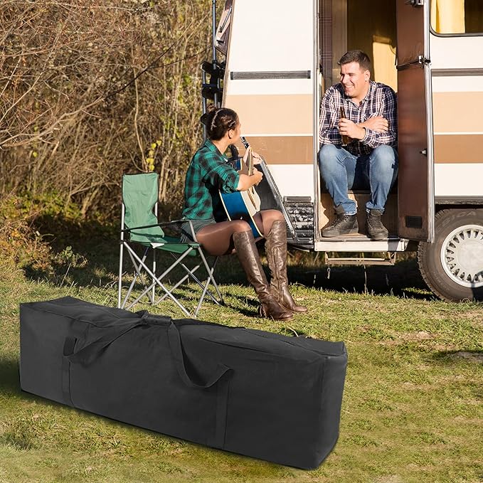 COOLBEBE 52" Sports Duffle Bag - 160L Extra Large Travel Duffel Luggage Bag with Upgrade 2-way Lockable Zippers, Sturdy & Water Resistant Long Duffle Bag for Camping Moving (Black 52inch)