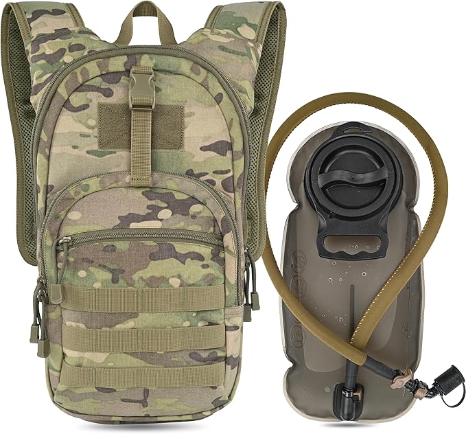 MARCHWAY Tactical Molle Hydration Pack with 2.5L TPU Water Bladder, Low-Profile Organized Military Backpack for Hiking, Cycling, Backpacking, Hunting, Running