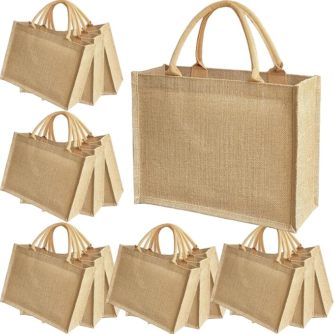 15PCS burlap tote bags jute bridesmaid gift Handbags13.8×5.5×10.5 inch