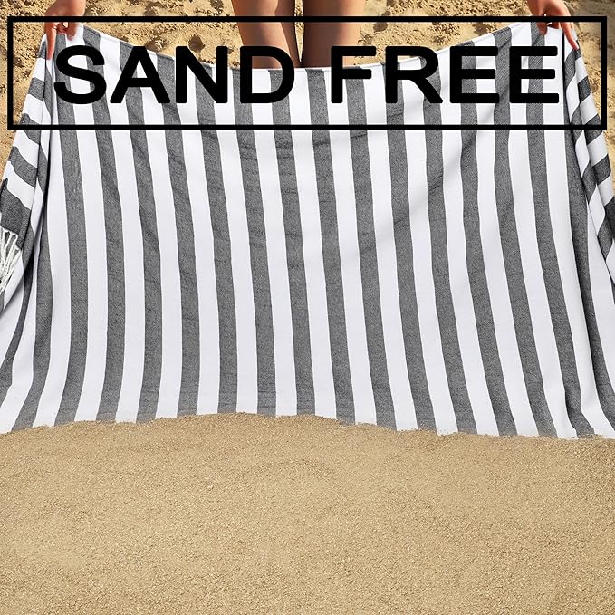 2 Pack Oversized 39 x 72 Turkish Beach Towels, Super Absorbent & Quick Dry, Sand Free, Lightweight Pool Towels for Adults, Travel Towel, Super Soft, Sand Resistant