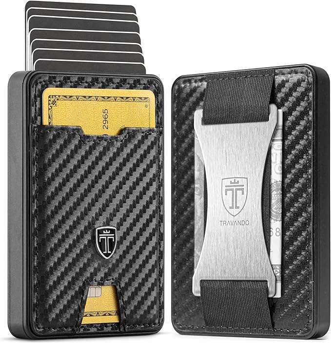 TRAVANDO Swype Slim Wallet for Men Metal RFID Blocking Mens Wallet Card Case (Without AirTag* Pocket)