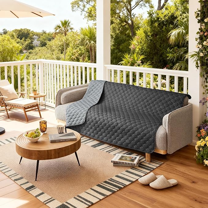 gogobunny 100% Double Sided Waterproof Dog Blanket Soft Pet Bed Cover Reversible Protect Furniture Couch Sofa Car for Puppy Large Dog Cat (Dark Charcoal/Light Charcoal, 52x82 Inch (Pack of 1))