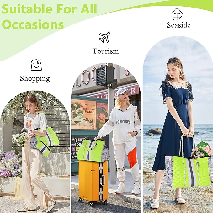 QOGiR Neoprene Multipurpose Beach Bag Tote with Inner Zipper Pocket … … … …