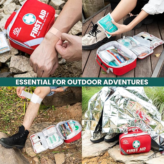 258-Piece 2-in-1 Emergency First Aid Kit for Home, Car, Camping & Hiking – Waterproof Portable Survival Medical Kit with Mini 1st Aid Pouch – Trauma, Travel, Disaster Preparedness Supplies