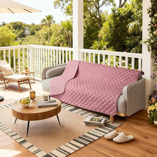 gogobunny 3X Stronger Waterproof Pet Blanket, Scratch Proof Furniture Protector for Dogs Cats, Reversible Cover 82x82 Inch, Dark Pink/Light Pink