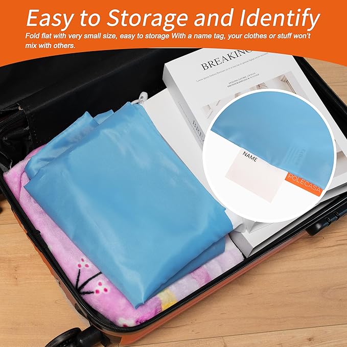 Polecasa Small Heavy Duty Laundry Bag with 130gsm Tear Resistant Fabric and Handles, Easy to Carry Durable Dirty Clothes Drawstring Bag, Perfect for College Dorm, Travel 21”x24”,Gulf Blue