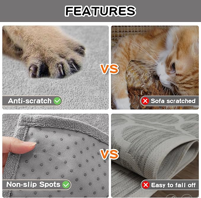 MEETSKY Couch Cover for 3 Cushion Sofa,Cat Scratch Proof Couch Protector Washable Sofa Covers Sectional Couch Covers for Dogs Soft L Shape Sofa Slipcover for Pets Kids, 91" x134”,Light Grey