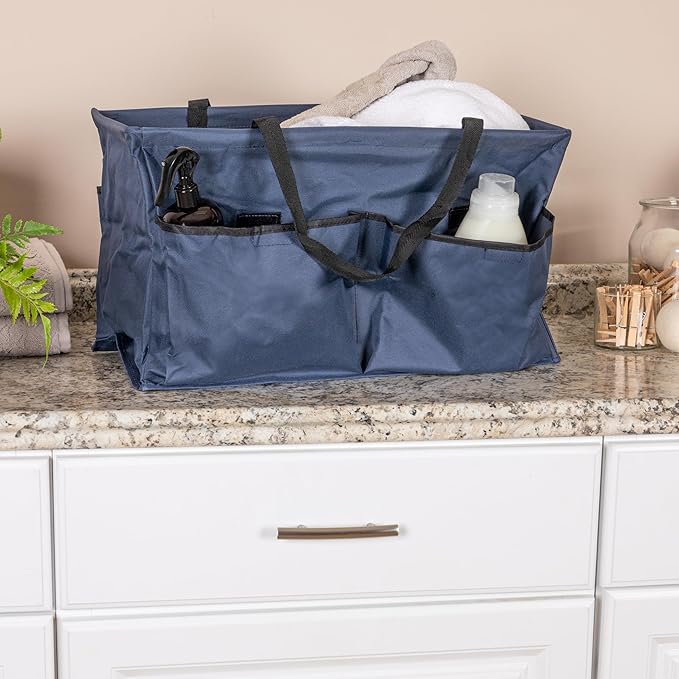 Household Essentials Blue Krush Container All-Purpose Utility Tote with Pockets