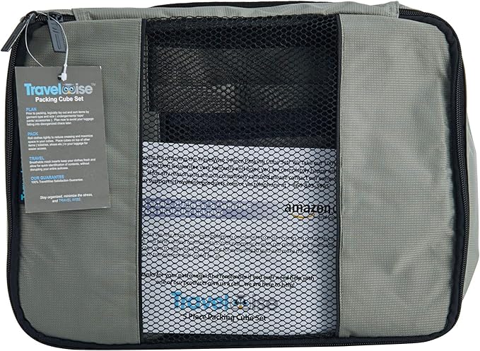 TravelWise Packing Cube System - Durable 5 Piece Weekender Plus Set (Silver)