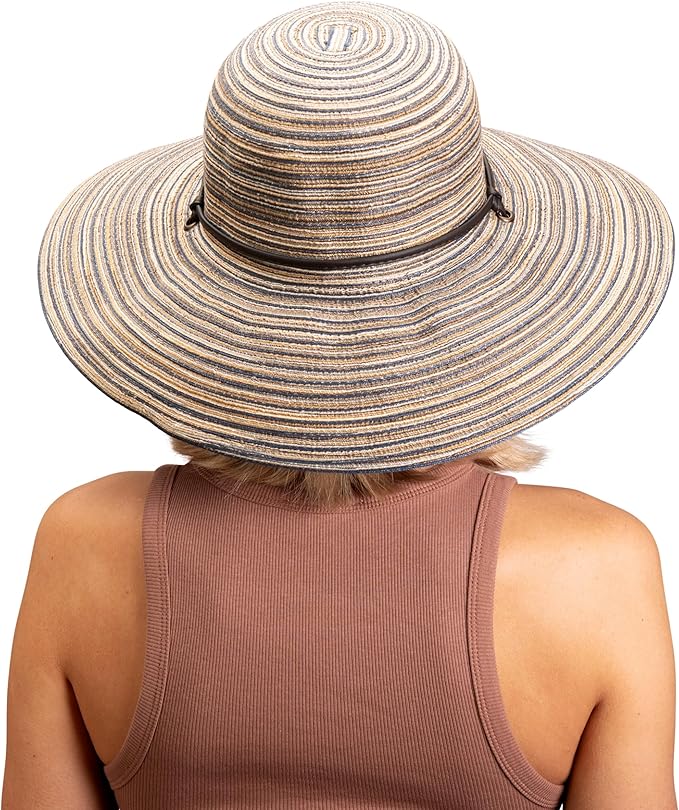 Sloggers Women's Wide Brim Braided Sun Hat with Wind Lanyard - UPF 50+ Maximum Sun Protection