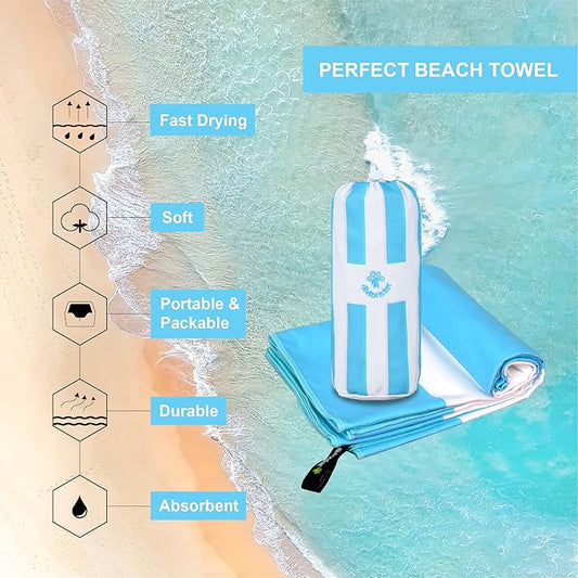 4Monster Microfiber Beach Towel Quick Dry,Super Absorbent Lightweight Travel Towel for Swimmers, Sand Free Camping Towel, Beach Towels for Pool,Swim,Water Sports,Yoga