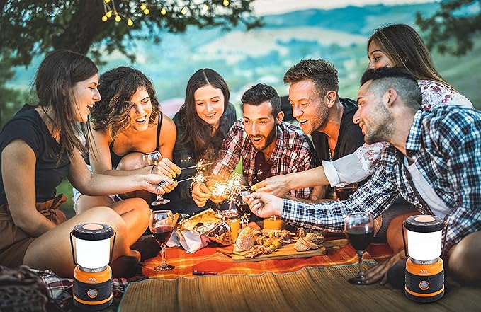 LED Camping Lantern, Battery Powered LED 1800LM, 4 Camping Lights Modes, Perfect Lantern Flashlight for Hurricane, Emergency Light, Storm, Power Outages, Survival Kits, Hiking, Fishing, Home and More