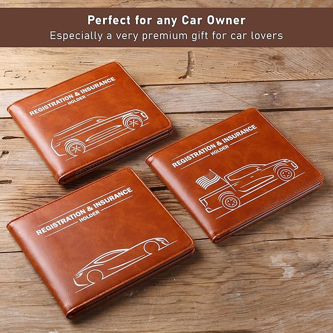 CANOPUS Car Registration and Insurance Holder with Magnetic Closure, Car Document Holder, Vehicle Glove Box Organizer, Wallet for Auto, Motorcycle, Truck and More, 1 Pack with EZ Pass Strip, Truck