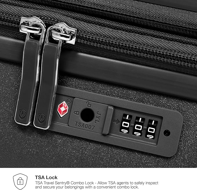 Traveler's Choice Elm Expandable Spinner Luggage Set, Matte Black, 29" Large