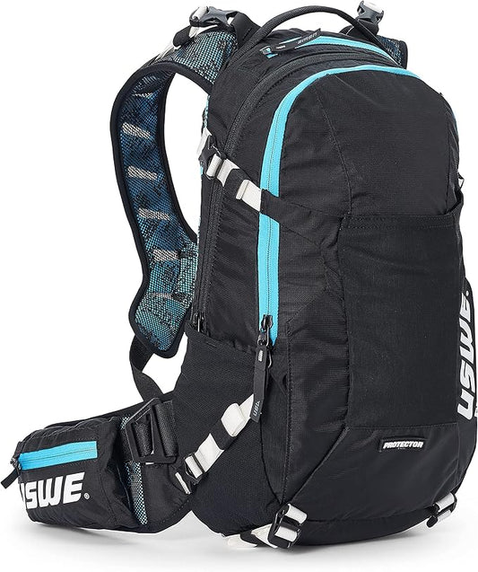 USWE Flow 16L - Backpack with Back Protector, for Bike, Mountainbike, MTB and E-MTB, Blue