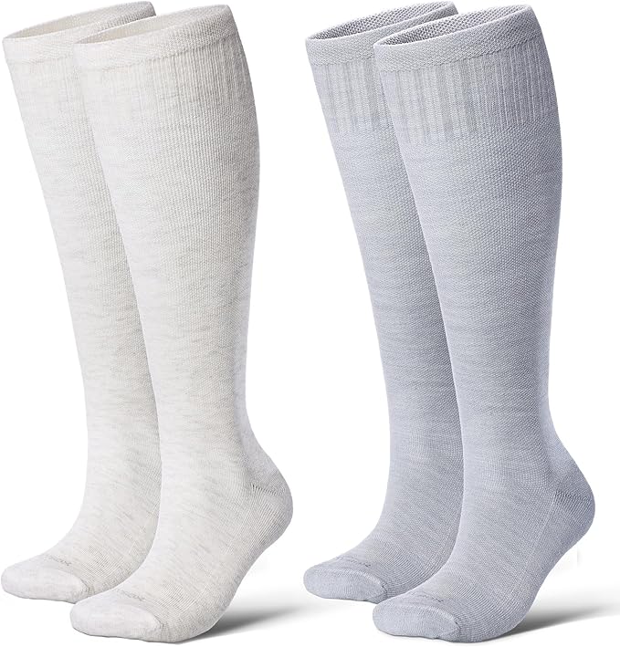 LEVSOX Thick Merino Wool Compression Socks for Women and Men 20-30mmHg Knee High Support Socks for Flying Nurses Pregnancy