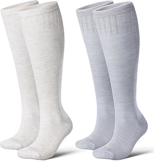 LEVSOX Thick Merino Wool Compression Socks for Women and Men 20-30mmHg Knee High Support Socks for Flying Nurses Pregnancy