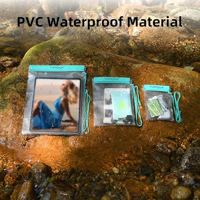 YUMQUA Clear Waterproof Bags, Water Tight Cases Pouch Dry Bags for Camera Mobile Phone Maps Pouch Kayak Military Boating Document Holder