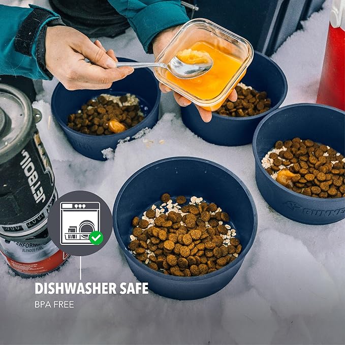 GUNNER Dog Bowl with Spill-Proof Travel Lid – 7.5" x 3.75", 1.3 lb, 7-Cup Capacity, BPA-Free, Rust-Proof, Shock-Resistant, Stackable, Dishwasher Safe, Leak-Resistant Nesting Lid – Navy