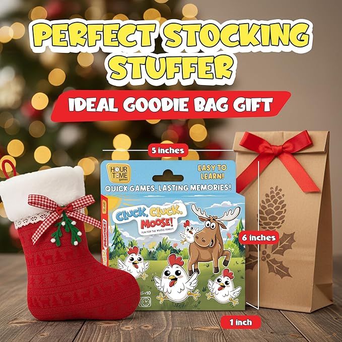 Hour Time Games Cluck Cluck Moose – Hilarious Animal-Themed Card Game for a Fun Family Game Night, Family Games for Kids & Families, Reunion Gift Ideas, Stocking Stuffer & Goodie Bag Gift for Ages 4+