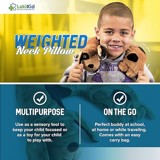 LakiKid Shoulder Wrap for Kids – Travel Pillow for Flights, Car Rides, & Adventures, Soft & Cuddly Neck Pillow Airplane for Kids Made of Polyester in an Adorable Beagle Design, Travel Fidget Toy