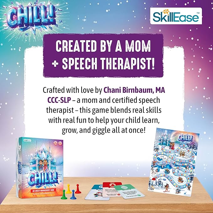 CHILL Anger Management for Kids, Ages 5-9, Therapy Games, Social Emotional Learning, Fun Social Skills Board Game for Therapists & Families