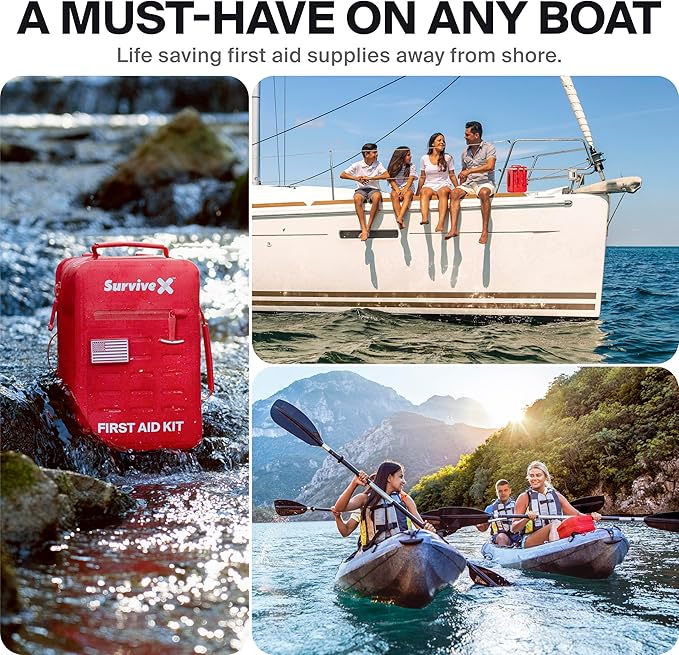 Large Waterproof First Aid Kit for Car, Travel & Home - Emergency Kit for Hiking, Camping, Backpacking and Outdoors - Includes Zip Stitch Wound Closure Strips