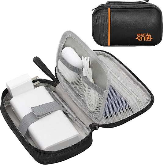 Electronics Organizer,Travel Cord Organizer Pouch, Portable Cable Organizer Bags, Waterproof Electronic Accessories Storage Case for Cables, Cords, Charger, Phone (Single Layer-Small-Black)