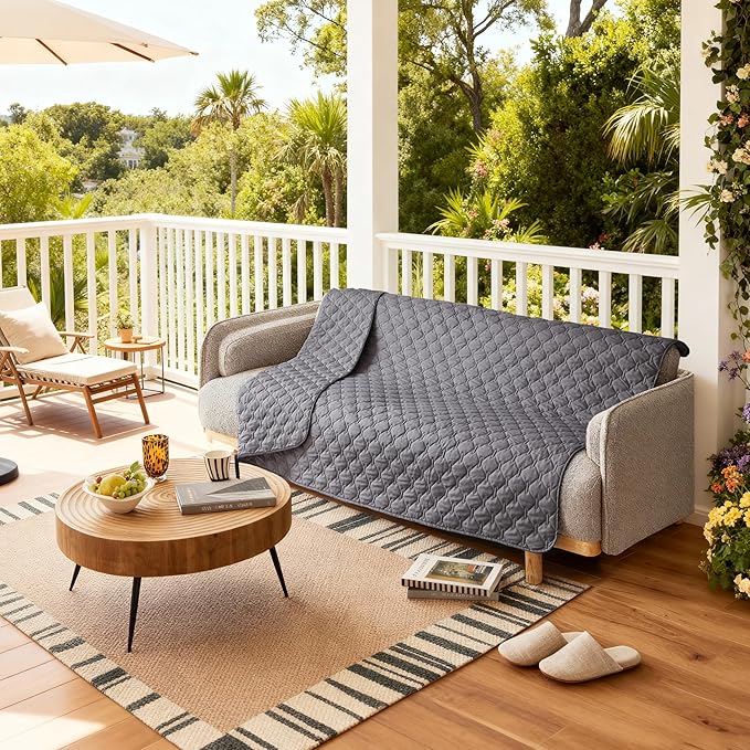 gogobunny 3X Stronger Waterproof Pet Blanket, Scratch Proof Furniture Protector for Dogs Cats, Reversible Cover 52x82 Inch, Dark Grey