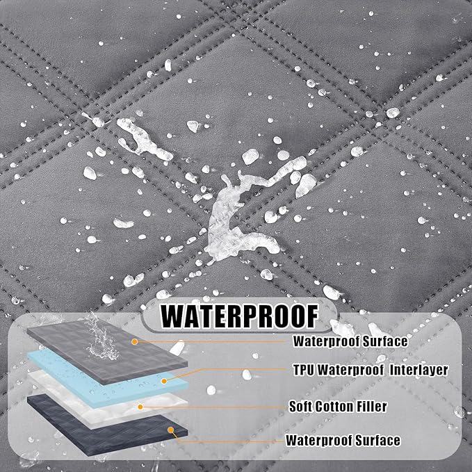 Smiry Waterproof Dog Bed Cover Blanket 82x102, Soft Reversible Pet Blanket, Washable Leakproof Cats Dogs Couch Cover for Sofa, Couch, Furniture, Lattice, Grey/Dark Grey