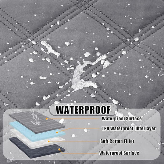 Smiry Waterproof Dog Bed Cover Blanket 82x82, Soft Reversible Pet Blanket, Washable Leakproof Cats Dogs Couch Cover for Sofa, Couch, Furniture, Lattice, Grey/Dark Grey