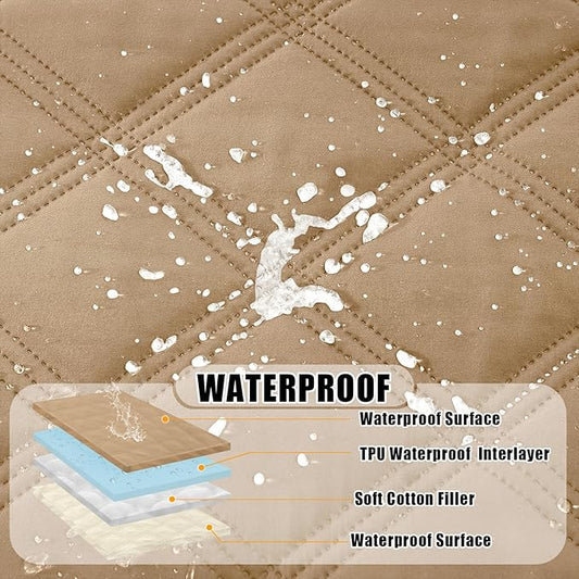 Smiry Waterproof Dog Bed Cover Blanket 40x50, Soft Reversible Pet Blanket, Washable Leakproof Cats Dogs Couch Cover for Sofa, Couch, Furniture, Lattice, Camel/Beige