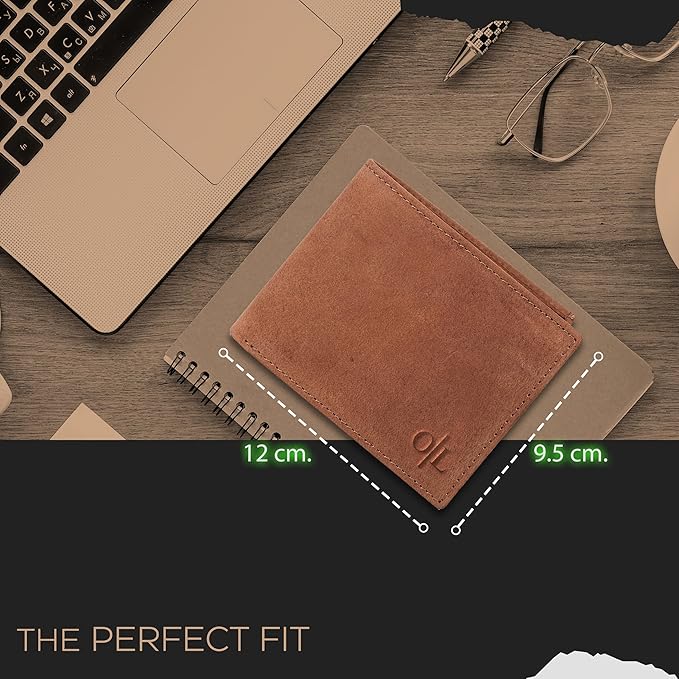 Oak Leathers Slim Leather Wallet for Men - RFID Blocking Slim Minimalist Front Pocket - Thin & Stylish with ID Window, Gift For Men (Cognac)