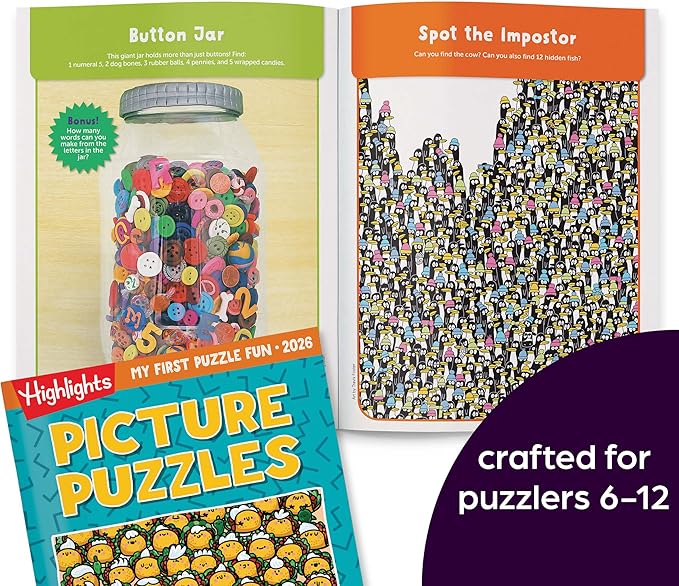 2026 Puzzle Fun Activity Book Gift Set for Kids 6 and Up, 4 Fun Books with Brain Teasers, Mazes, Word Games and More, Travel Activity and Puzzle Game Books for Kids