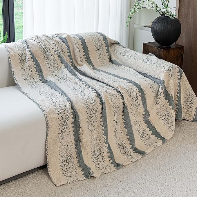 Sherpa Fleece Oversized Couch Cover for 3-4 Cushion Sofa, Gray 71" x 150" - Pet Proof Sofa Covers Heavy Duty Scratch Resistant Pet Friendly Furniture Cover - Easy Install, Machine Washable