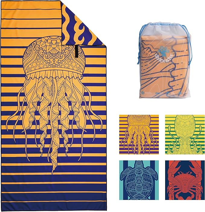 4Monster Microfiber Beach Towel Quick Dry,Super Absorbent Lightweight Travel Towel for Swimmers, Sand Free Camping Towel, Beach Towels for Pool,Swim,Water Sports,Yoga