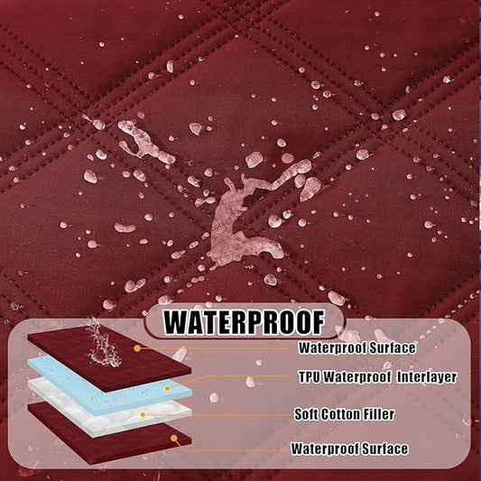 Smiry Waterproof Dog Bed Cover Blanket 40x70, Soft Reversible Pet Blanket, Washable Leakproof Cats Dogs Couch Cover for Sofa, Couch, Furniture, Lattice, Wine Red/Wine Red