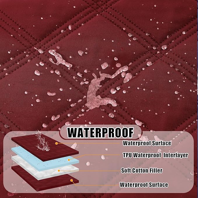 Smiry Waterproof Dog Bed Cover Blanket 40x80, Soft Reversible Pet Blanket, Washable Leakproof Cats Dogs Couch Cover for Sofa, Couch, Furniture, Lattice, Wine Red/Wine Red