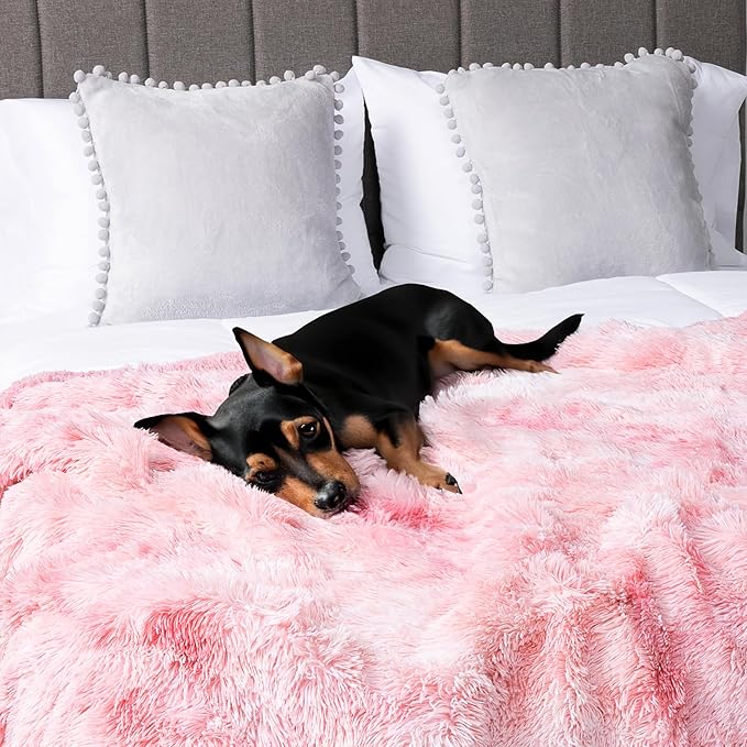 PetAmi Waterproof Dog Blanket for Small Medium Dogs, Calming Fleece Cat Blanket, Couch Protector Washable Sherpa Faux Fur Pet Throw for Puppy, Soft Reversible 29x40 Tie-Dye Pink