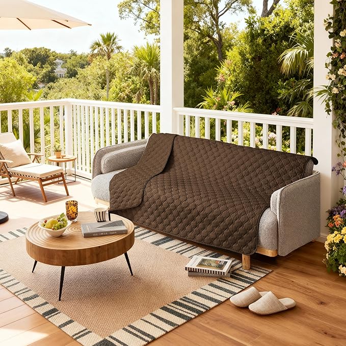 gogobunny 3X Stronger Waterproof Pet Blanket, Scratch Proof Furniture Protector for Dogs Cats, Reversible Cover 82x82 Inch, Dark Chocolate