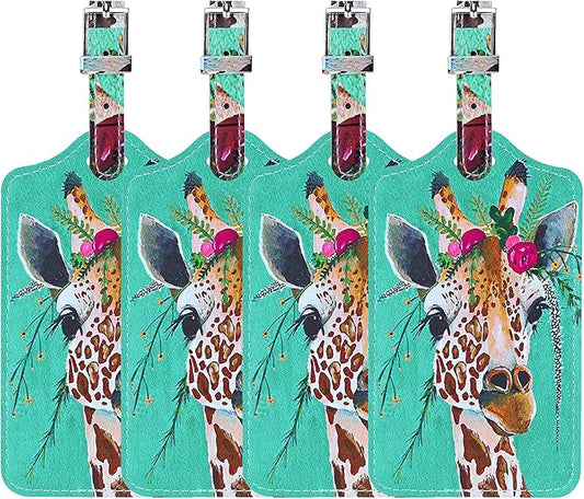 4 Pack Luggage Tag for Suitcases TSA Approved, Leather Suitcase Tags Identifiers, Cute Bag Name Travel Tags ID Labels for Women Men Cruise Airport Luggage Travel Essentials by Sodsay