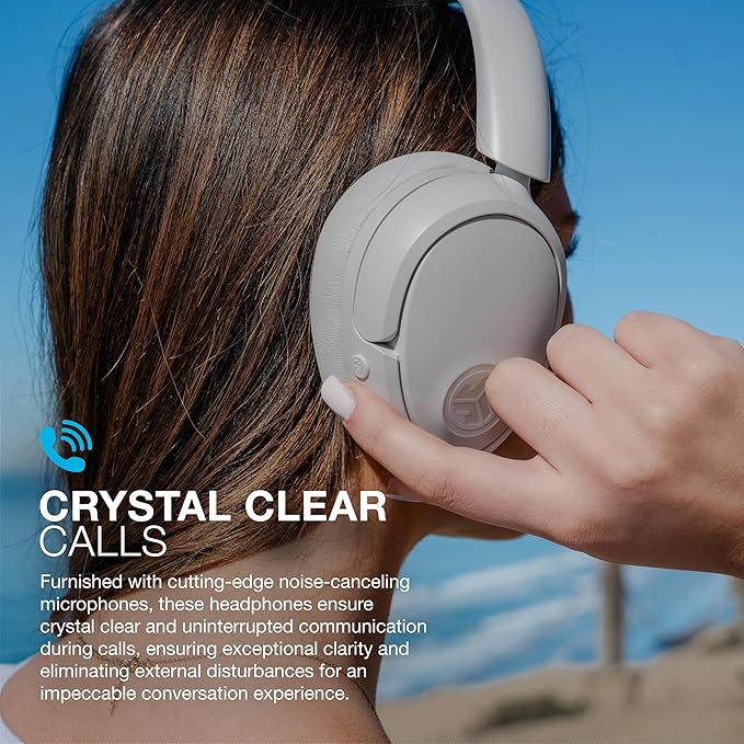 JLab JBuds Lux ANC Wireless Headphones, Cloud White, Hybrid Active Noise Cancelling, Customizable Sound, Spatial Audio Compatible, Premium Over-Ear Bluetooth Headset