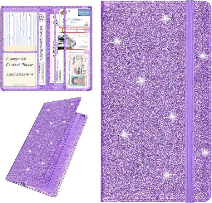 Wisdompro Car Document Holder Organiser, PU Leather Vehicle Insurance and Registration Holders Wallet Case for ID Card, Driving Licence, Key Contact Information Cards