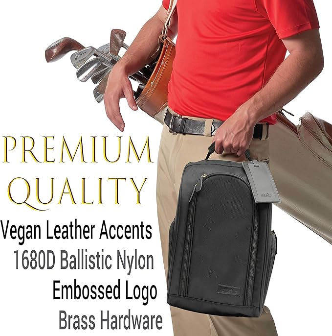 Athletico Executive Golf Shoe Bag With Luggage Tag (Black)