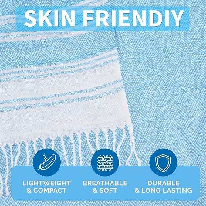 Genovega 6 Packs Oversized Turkish Beach Towel 74"x38" Thin Quick Dry Sand Free Pool Swim Towels Large XL Adult Clearance Blanket Travel Vacation Accessories Essentials Multi LightGreen Rhombus