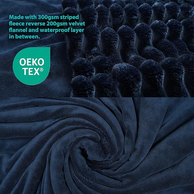 Waterproof Dog Blanket, Soft Fleece Blanket for Couch Protector, Reversible Pet Blankets Furniture Protector Cover for Small Medium Large Dogs Cats (Navy, 25"x35")