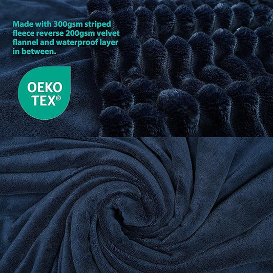 Waterproof Dog Blanket, Soft Fleece Blanket for Couch Protector, Reversible Pet Blankets Furniture Protector Cover for Small Medium Large Dogs Cats (Navy, 60"x80")