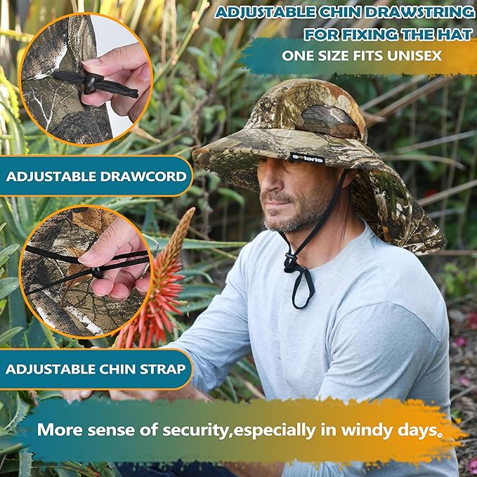Solaris Sun Hat with Neck Flap, UPF 50 Sun Protection Lightweight Sun Cap for Men Women, Wide Brim Hat for Fishing Hiking